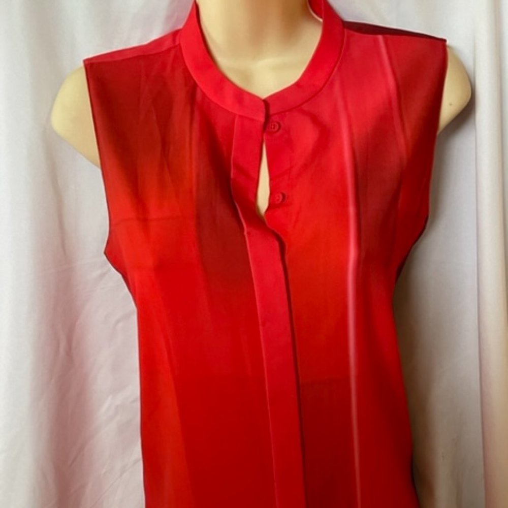 ELIE TAHARI SILK BURNT ORANGE SLEEVELESS LOOSE FLARE FIT TOP BLOUSE SMALL